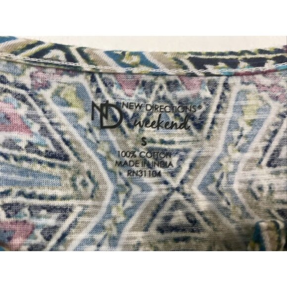 ND New Directions Weekend Women’s Top Cap Sleeve Multicolor Geometric Size S - Picture 4 of 4